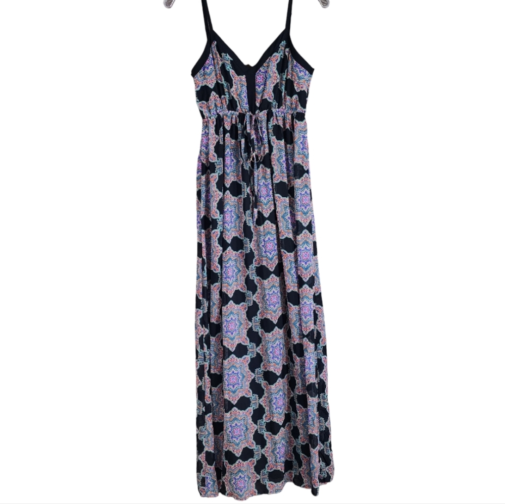 Doe & Rae Empire Waist Chiffon Boho Maxi Dress